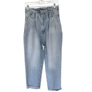 Abercrombie & Fitch High Rise Mom Jean Paperbag Light Punk Americana 28 Long